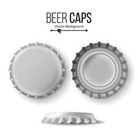 Beer Cap Vector. Cap Side Top Back View For Branding Close Up Isolated on White Background vector