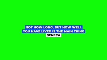 Seneca-Zitat auf grünem Hintergrund. lebensmotivierendes zitat auf grünem hintergrund. video