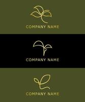 minimalist line art green leaf logo vector illustration. simple elegant sign symbol for agriculture industry, organic product labels tag packaging, natural spa, healing, meditation logo