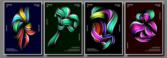 Creative Poster Set Vector. Abstract Colorful Liquid And Fluid Colors. Colorful Wave Lines. Creative Decoration. Trendy Presentation. Illustration vector