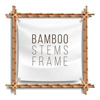 Bamboo Frame Template Vector. Good For Tropical Signboard. Empty Canvas For Text. Realistic Illustration. vector