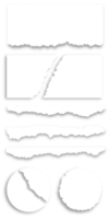 uppsättning av trasig papper i annorlunda form på transparent bakgrund png