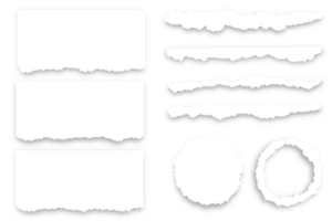 set of torn paper in different shape on transparent background png