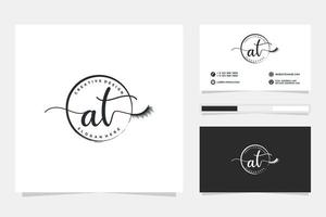 Initial AT Feminine logo collections and business card templat Premium Vector