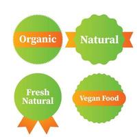 Labels and emblems organic, natural, healthy food, fresh and vegetarian food. Vector illustration.