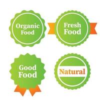 Labels and emblems organic, natural, healthy food, fresh and vegetarian food. Vector illustration.