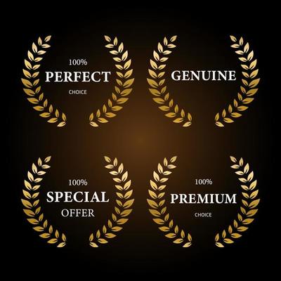 Premium quality golden laurel wreath, set. vector illustration