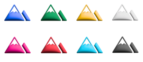 Mountain 3d icon set, colorful symbols graphic elements png