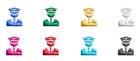 jeu d'icônes 3d d'aviateur, éléments graphiques de symboles colorés png