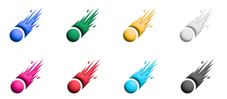 Symbolsatz des Feuerballs 3d, grafische Elemente der bunten Symbole png