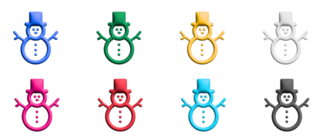 Snow man 3d icon set, colorful symbols graphic elements png