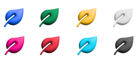 Blätter 3D-Icon-Set, bunte Symbole grafische Elemente png