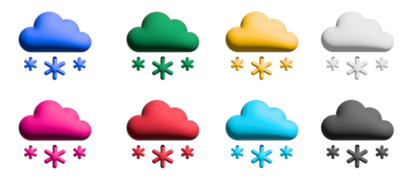 besneeuwd 3d icoon set, kleurrijk symbolen grafisch elementen png