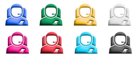 conjunto de ícones piloto 3d, elementos gráficos de símbolos coloridos png