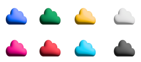 Cloudy 3d icon set, colorful symbols graphic elements png