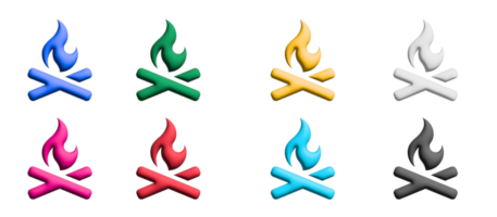 conjunto de ícones bonfir 3d, elementos gráficos de símbolos coloridos png