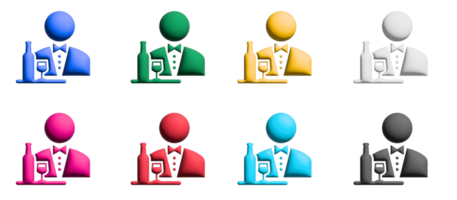 Barman 3d icon set, colorful symbols graphic elements png