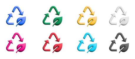 Conserve 3d icon set, colorful symbols graphic elements png