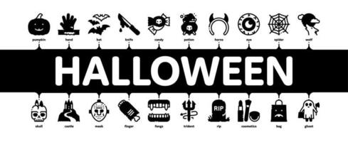 vector de banner infográfico mínimo de celebración de halloween