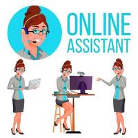 vector de mujer asistente en línea. cliente consultor. ayuda al cliente ilustración
