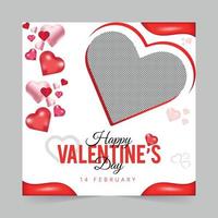 Editable Valentine's Day square social media post with a heart shape design background for digital marketing promotion ads sales and discount web banner template vector