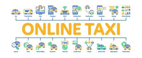 Online Taxi Minimal Infographic Banner Vector