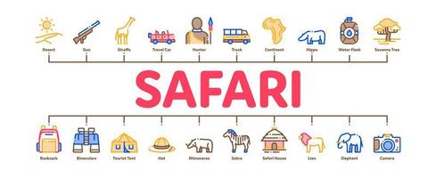 Safari Travel Minimal Infographic Banner Vector