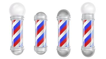 Barber Shop Pole Vector. 3D Classic Barber Shop Pole Set. Good For Design, Branding, Advertising. Isolated vector