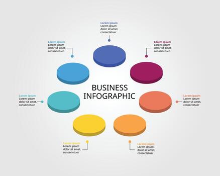 circle template for infographic for presentation for 7 element vector