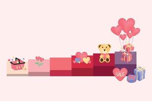 banner de plantilla de ventas en colores pastel con tema de corazón y san valentín para la promoción de san valentín vector