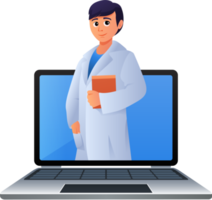 telemedicina médico y computadora portátil. png