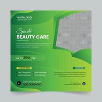 Modern Spa Beauty Care square social mspedia post and Spa web banner promotion ads sales vector template