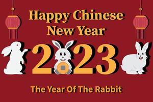 2023 year of the rabbit chinese new year celebration background with shadow vector