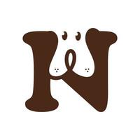 Initial N Cute Dog Logo vector