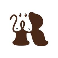 Initial R Cute Dog Logo vector