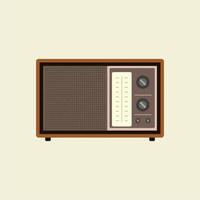 retro classic radio flat design vector illustration. old radio tuner. Vector illustration of vintage radio receiver, flat style. Retro radio