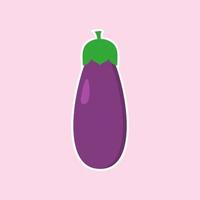 eggplant flat design vector illustration. Vegetarian food. Healthy diet.