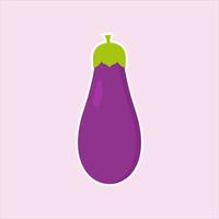 eggplant flat design vector illustration. Vegetarian food. Healthy diet.