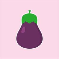 eggplant flat design vector illustration. Vegetarian food. Healthy diet.