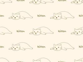 Kitten cartoon character seamless pattern on orange background vector