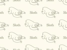 Sloth cartoon character seamless pattern on orange background vector