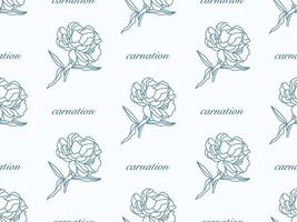 Carnation cartoon character seamless pattern on blue background vector