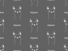 Alpaca cartoon character seamless pattern on gray background vector