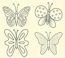 Butterfly silhouette icons vector set