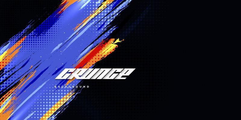 Abstract and Dynamic Brush Background with Halftone Effect. Brush Stroke Illustration for Banner, Poster, or Sports Background.  Scratch and Texture Elements For Design