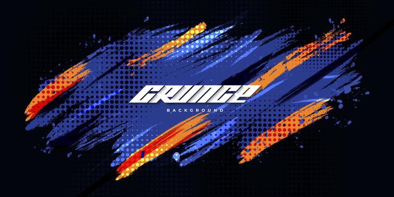 Abstract and Dynamic Brush Background with Halftone Effect. Brush Stroke Illustration for Banner, Poster, or Sports Background.  Scratch and Texture Elements For Design