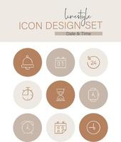 Linestyle Icon Design Set Date and Time vector