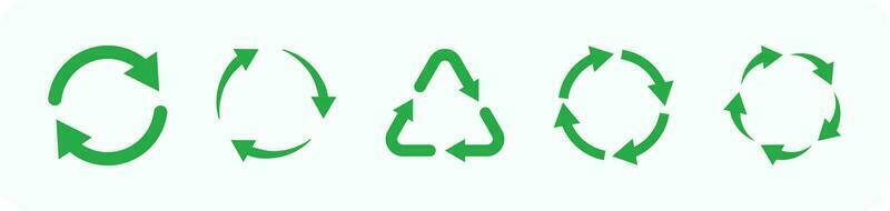 Recycle arrow green icon set - Vector