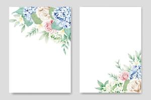 tarjeta de invitación de boda floral hermosa hortensia vector