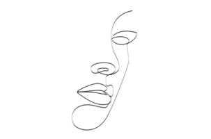 Woman face portraits continuous line drawing. Abstract minimalism hand drawn style design vector